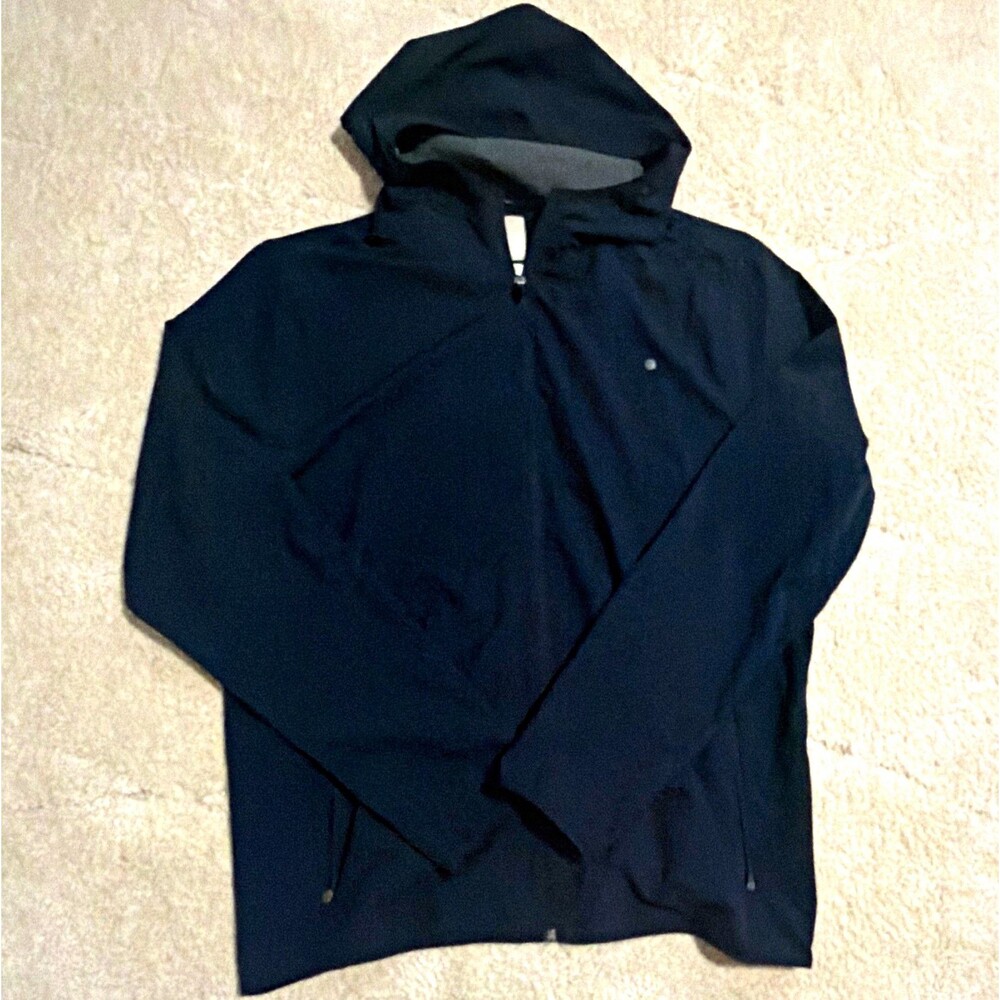 Vuori Men's Hooded Full Zip Black Windbreaker Jacket Size L Polyester
